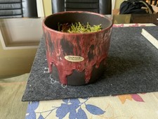 Otto Keramik,schwarz/roter Lava Blumentopf Übertopf  Ø 11,5 h.10cm Germany 70er