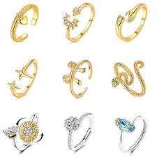 European Elegant Open Ring 925 Sterling Silber mit goldenen CZ Blumen für Frauen