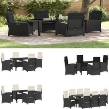 Polyrattan Sitzgruppe wetterfest mit Glasplatte & Kissen Gartenmöbel Set 9 Farbe