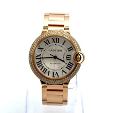 Cartier Ballon Bleu Uhr 36mm 18K Roségold Automatik Diamanten Ref.:3003 + Box