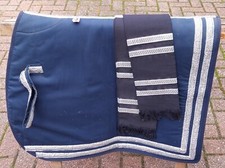 Barock Schabracke blau/silber m. Campotuch schwarz WB Friese PRE Lusitano Show