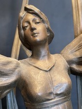 Antike Leuchte Frau Weiblich Lampe Jugendstil Regule Bronziert Figurenlampe