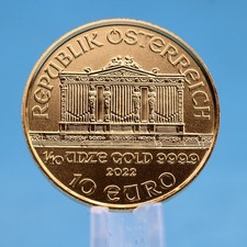 Wiener Philharmoniker 10 EURO 2022  1/10 Oz 999,9 Gold Österreich (8.) VZ/ST