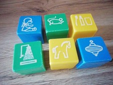 Kinderspielzeug 6 St. Klapper Rassel Bausteine Baby Plaste 80er DDR 3×3cm