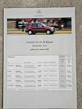 Mercedes-Benz M-Klasse ML 270 CDI ML320 ML 430 ML 55 AMG Preisliste 01.2000