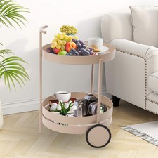 2-Räder Servierwagen Runder Lagerwagen mit Rädern für Wohnzimmer/Esszimmer/Cafés