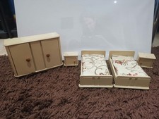 Schlafzimmer Puppenstube Alt Antik Puppenhaus Bett Schrank Nachttisch 5 Teile