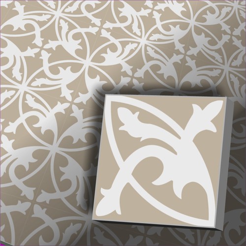Zementfliese mondial graubeige - zementfliese,