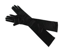Schwarze lange Handschuhe Satin elegant Kostüm Halloween Kostüm Party 20er Jahre