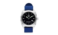 Seemannsgarn _ Maritimes Uhr, Zifferblatt Schwarz, Band Navy-blau