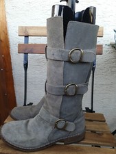 Fiorentini & Baker "Eternity" Schnallen- Boots, Gr. 37, Beige-grau, Wildleder,