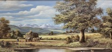 Ölgemälde Landschaft mit Feldarbeiten Arnold (XX) 30x50cm