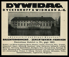 Reklame 1925 Dywidag Dyckerhoff & Widmann Bauunternehmung Bierbrich a. Rhein