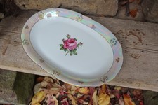 Servierplatte Rosen Perlmutt Goldrand Kahla Porzellan DDR