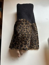 Handstulpen Pulswärmer Leopard Leo-Print  Pelzimitat Kunstfell Walkloden  23 cm