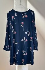 NEU!! VERO MODA Kleid dunkelblau Blumen Kofferkleid Plissee Ärmel Gr. M