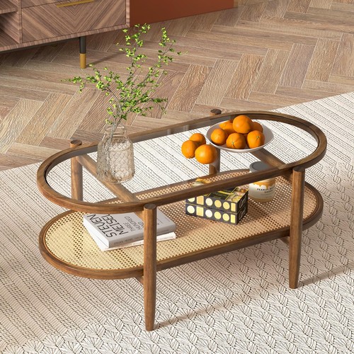 Rattan couchtisch oval - rattan,