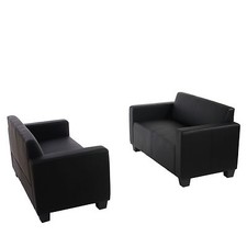 Sofa-Garnitur Couch-Garnitur 2x 2er Sofa Moncalieri Kunstleder schwarz