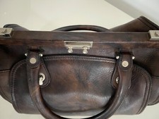 Goldfeil Handtsche/Doktortasche dunkelbraun Leder 60/70 er Jahre, guter Zustand!