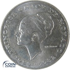 MONACO 10 Francs Essai Probe 1982 Grace Kelly Silber