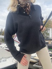 Cooler vintage Wolle Pullover/Troyer Gr.38-40-42 Bogner Unisex Kragen antrazith