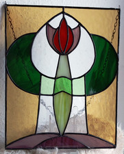 Tiffany Fensterbild Rote Blüte Jugendstil