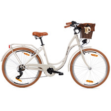 Goetze Mood 26 Zoll City Bike, Damenfahrrad, 6-Gang, LED-Lichter, V-Brake, Korb!