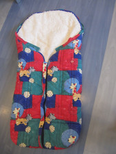 warmer Winterfußsack f. Kinderwagen, TEUTONIA, bunt gemustert rot/blau Teddyfell