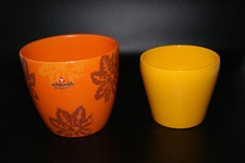 SCHEURICH Keramik  2x Blumentopf Blumenübertopf, orange und gelb (K)