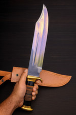 Handgeschmiedetes Bowie Messer D2 Stahl Jagd Outdoor Camping Survival Ledersche-