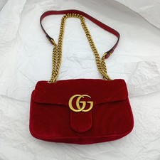 GUCCI | 'GG Marmont'  Schultertasche in Rot / Samt  | + Staubbeutel 