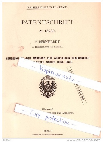 Original patent bernhardt - original, f.