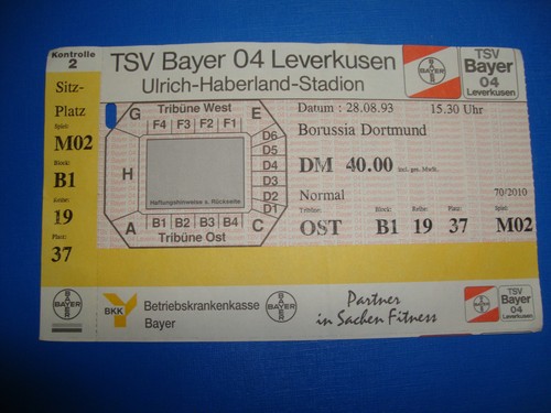 Ticket bayer leverkusen - 93/94,