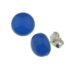 Ohrstecker 925 Silber Blau Achat Ohrringe 15112