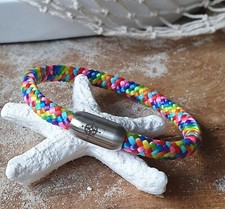 Armband "Kompass" 6mm Segeltau Regenbogen mit Edelstahl Magnetverschluss