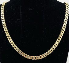 925/- Sterlingsilber Kette, Flachpanzer, vergoldet, 45 cm lang, 5 mm breit.