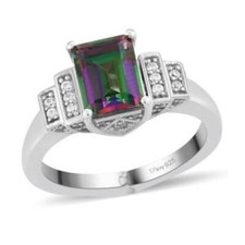 Northern Lights Mystic Topas Zirkon Ring Platin über Sterlingsilber 2,8 ctw S9