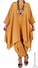 PoCo LAGENLOOK Tunika Long-Shirt curry Raffung XL-XXL-XXXL 46 48 50 52 54 56 58