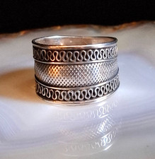 Ring Silber 925 Bandring breit auffallend  attraktiv Ethno Style 19,5 mm vintage
