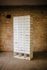 Garny Klappenschrank Metallschrank Apotheke Büro Aktenschrank Register alt antik