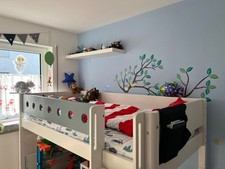 Skandic Flexa White Hochbett Kinderbett Mittelhohes Bett 90x200 inkl. Matratze