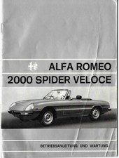ALFA ROMEO 2000 SPIDER VELOCE Betriebsanleitung 1977 Bedienungsanleitung BA