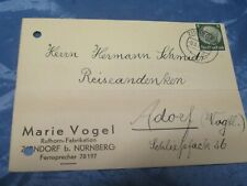 Postkarte 1939 ,Rufhorn - Fa. M. Vogel , Zirndorf / Nürnberg , Post Dokument 280