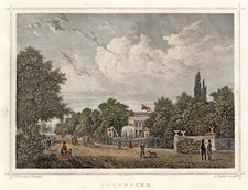 Berlin Glienicke Schloss Glienicke Original kolorierter Stahlstich Oeder 1882