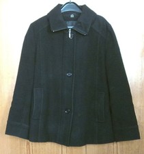 Jacke   Wolljacke   Winterjacke   schwarz mit versteckter Kapuze   Gr. 42