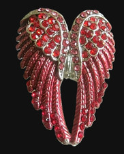 Ring Edelstahl XL  Flügel Paar Zirkonia Rottöne sinnlich schön anpassbar 14g