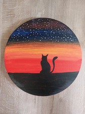 Gemälde Katze auf Leinwand, rund, selbstgemacht