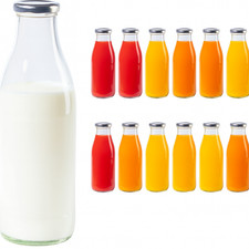 leere Glasflaschen Milchflaschen 1 Liter Schraubverschluss Silber Saftflaschen