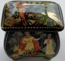 Original alte russische Lackdose «Das bucklige Pferdchen», ca. 1990, Palech.