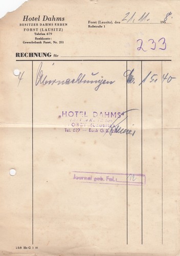 Forst lausitz rechnung 1958 - forst,